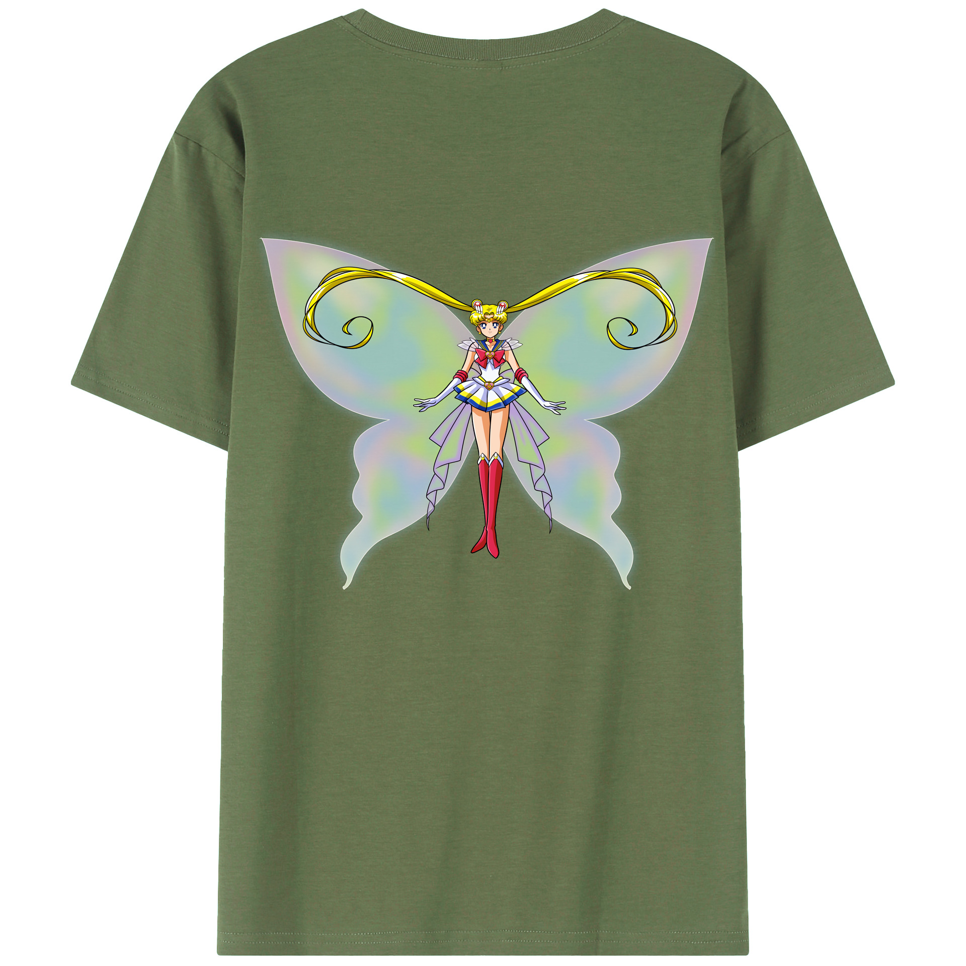 （画像用） 美少女戦士セーラームーン 月野 うさぎ つきの うさぎ Sailor Moon Tsukino Usagi 綿100％ メンズ半袖Tシャツ（バックプリント） 通気性